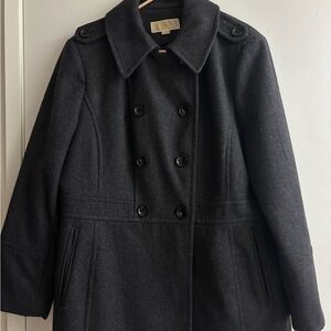 Michael Kors Double-Breasted Black Pea Coat